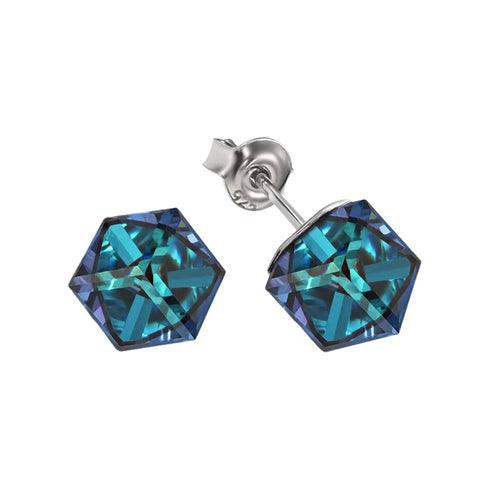 Sudraba auskari "Rubikona II (Bermuda Blue)" ar Swarovski™ kristāliem